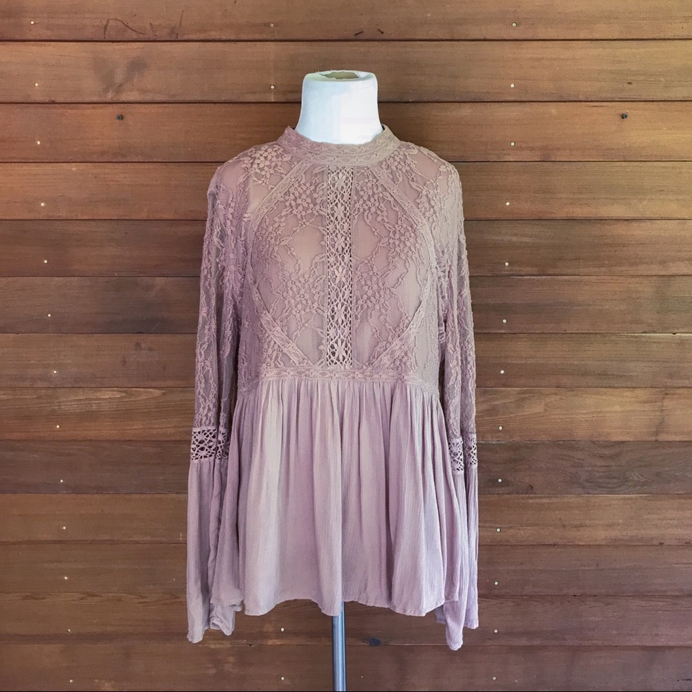American Eagle AEO dusty rose lace top, XL. - Picture 4 of 8